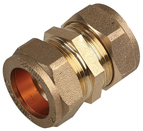 21000021 - Raccordo a compressione, 22 mm, materiale ottone, raccordi a compressione, 1 pezzo in confezione