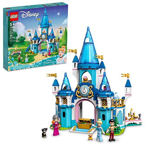 LEGO Disney Princess Cinderella and Prince Charming's Castle 43206 Doll House, Buildable Toy with 3 Mini Dolls, Plus Gus Gus and Lucifer Figures