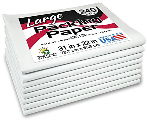 Tree House Packing Paper for Moving – 240 LARGE Newsprint Packing Paper Sheets – 31” x 22” Paper for Packing Dishes, Shipping, and Moving Supplies – Recyclable Movers’ Paper – Made in USA