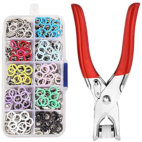 100 Set Druckknöpfe Kit, Metall Druckknöpfe Kit Mit Zange, 10 Farben Druckknopf Ohne Nähen, Metall Ring Button Druckknöpfe für Baby Kinderbekleidung Sewing