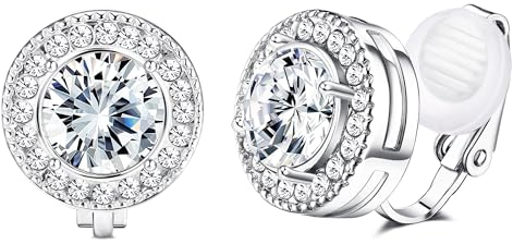 Morfetto 8MM Zirkonia Kristallclip Auf Ohrstecker Simulierte Süßwasserperle Runde nicht durchbohrte Ohrringe Für Frauen Geburtsstein Bunte CZ Nicht durchdringende Ohrclips Silber