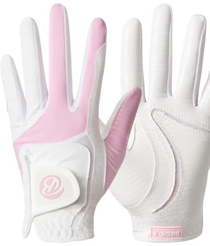 BIRDIE-X Golf Gloves with Silicon Grip Left Small 17~19cm, 6.4~7.4 in (Pink)