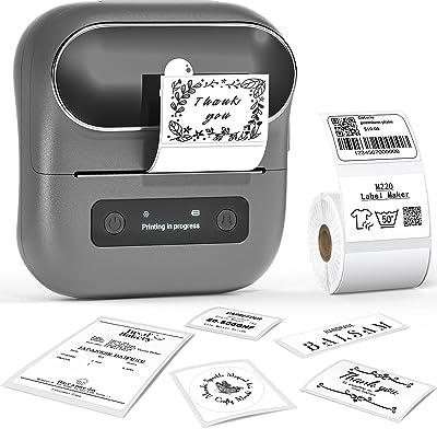 Phomemo M220 Bluetooth Etikettendrucker, Thermo Etikettendrucker Maschine Selbstklebend Beschriftungsgerät Etikettiergerät für Barcode, Einzelhandel,Büro,Kompatibel mit Telefonen und PC-System