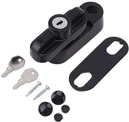 Serrature per Finestre, Serrature per Finestre Esterne in Lega di Alluminio Chiusure per Finestre di Sicurezza per Finestra Doppia Singola(Nero)