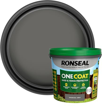 SAVING HUB One Coat Fence Life Paint - Garden Shed & Fence Paint - for Rough Wood - Trellis, Sheds & Wooden Structures - Showerproof in 1 Hour (Charcoal Grey, 5 Liter)