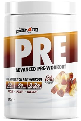 Per4m Pre Workout Powder | Intense Pump, Sustained Energy & Mental Focus | L-Citrulline, Beta Alanine & Caffeine & Added Hydration (570g, Cola Bottle)