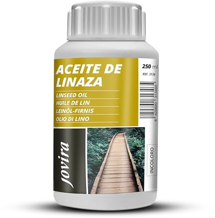 JOVIRA PINTURAS Aceite Linaza. Barniz Natural (100% Puro) Nutrición, protección y cuidado de la madera. (250 Mililitros) F-9