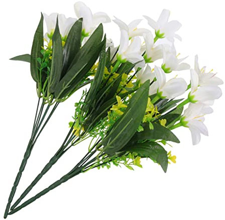 TOPBATHY 3 Ramos De Lirios Artificiales Flores Blancas Decoración Ramo Realista para Bodas