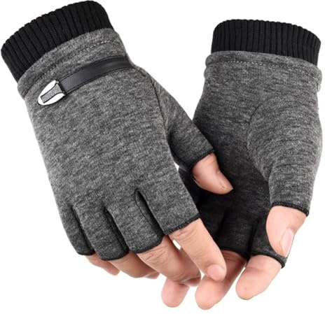 Guantes De Invierno Sin Dedos, Guantes Elásticos De Medio Dedo,Unisex, Guante Térmicos Unisex De Medio Dedo De Punto, Ideales Para Conducir En Climas Fríos (grey)