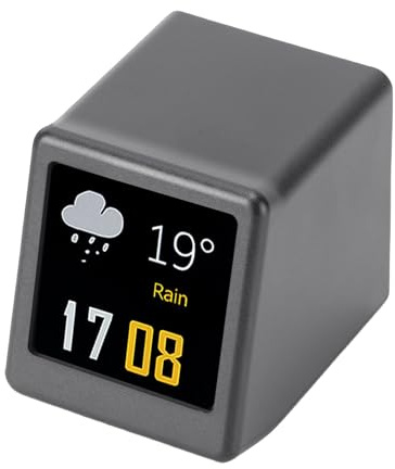 Oreilet Mini Reloj Digital, Pantalla IPS de 1,54 Pulgadas con Pantalla LED Dinámica Inteligente de Temperatura y Humedad para el Hogar, Oficina, Coche, álbum de Fotos GIF