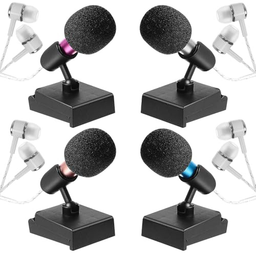 Sewroro Mini Microfono Portatile per Telefono e PC con Copertura in Schiuma e Supporto, Set da 12 Pezzi Colorati, Microfono Condensatore Multiuso per Canto, Registrazione e Streaming