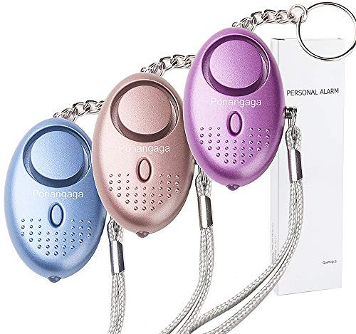 Alarme Personnelle d'urgence avec Torche LED, 3 Pièces 140db Alarme Portative de Sécurité Anti Agression pour Femmes/Enfants/Personnes âgées/Étudiant/Joggeur (Violet & Or & Bleu)