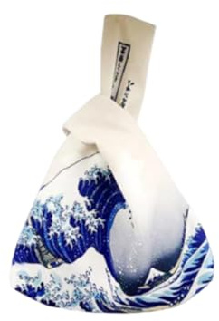 Borsa da polso impermeabile con motivo kimono giapponese alla moda, borsa tote con nodo, borsa portatile da donna (onda), multicolore, M