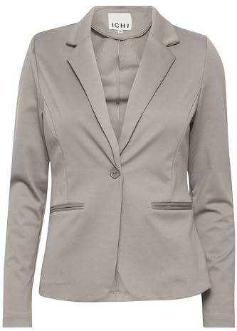 ICHI IHKATE BL Damen Blazer Kurzblazer Jacke Ein-Knopf-Blazer mit Stretch und Reverskragen, Größe:XS, Farbe:Driftwood (181210)