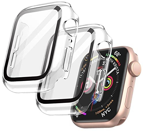 JETech Case with Screen Protector for Apple Watch SE 3/2/1 (2025/2022/2020) / Series 6 5 4 40mm, Overall Protective Cover, Built-in Tempered Glass Film High Sensitivity, 2 Pack (Clear)