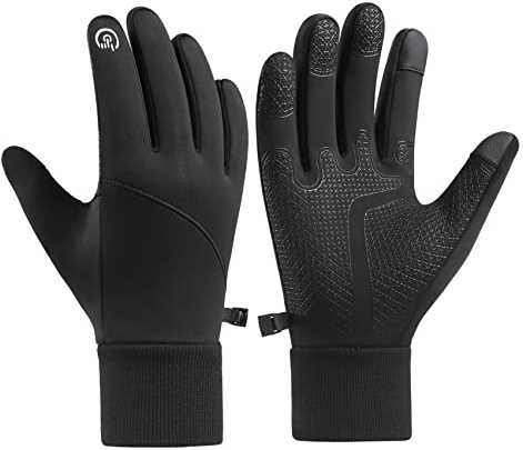 Vinterhandskar män och kvinnor, pekskärmshandskar löparhandskar cykelhandskar körhandskar, varma handskar vattentäta handskar (svart, XL)