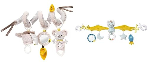 Fehn Activity Spirale Australia - Kinderwagen Spielzeug zum Fühlen und Greifen & Kinderwagenkette Spielzeug Fledermaus – Baby Mobile Kette mit niedlichen Figuren