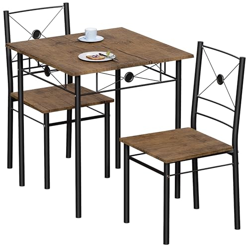 Vida Designs Roslyn Juego de Mesa de Comedor y Silla, Juego de Muebles Modernos y contemporáneos para Cocina (Madera Oscura, 2 plazas)