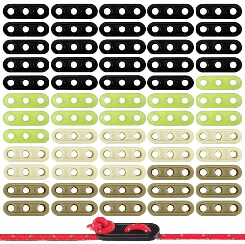 Tirante Corda Tenditori, 60 Pezzi di Tiranti per Tenda Campeggio, Accessori usati per Tende, Escursioni, Campeggio, Picnic, (Nero,Verde Fluorescente,Albicocca,Kaki)