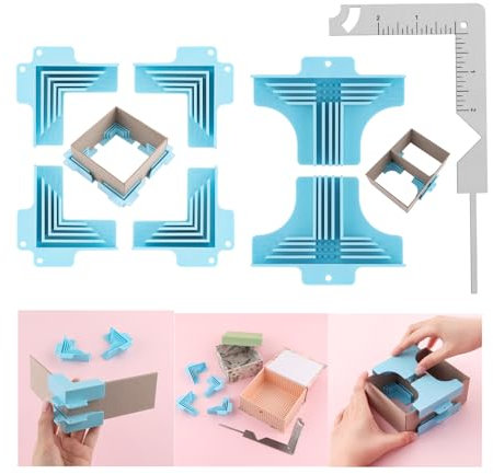 7Pack Clamps Corner Guides Cartonnage Corner Holding with Metal Bookbinding Cover Tool ，Corner/Divider Assembly, (3 mm, 2 mm, 1.5 mm, 1 mm) Wide .for Book Covers, Chipboard Boxes, Dioramas