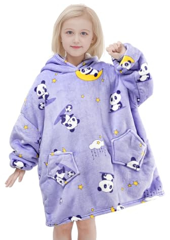 Wenlia Sweat à capuche surdimensionné pour enfants, sweat à capuche en molleton Sherpa pour filles, super chaud en flanelle portable, décontracté, avec poche et manches pour garçons et filles, Taglia
