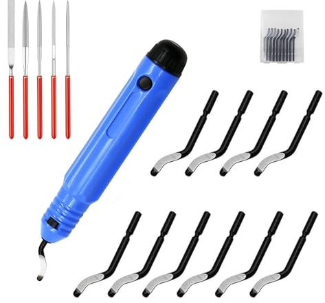 Ebavureur Outil D'ébavurage 10 Pièce, Burr Remover avec, Lames de Rechange Acier, 360 ° Rotatif Deburr Lames, PratiqueOutil pour Imprimante 3D, Aluminium et Acier Inoxydable