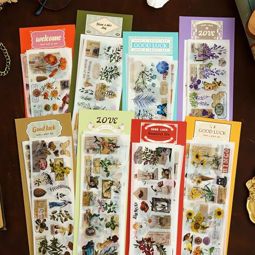 Ptyism 612 Stück/48 Blatt Scrapbooking Sticker，Scrapbook Zubehör丨Scrapbook Stickers Set Sticker Bullet Journal für Scrapbook,Bullet Journal Zubehör,Journaling Zubehör usw