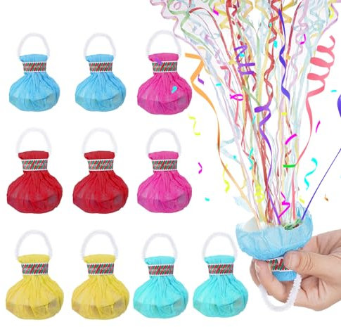 10 Stück Luftschlangen Geburtstag, Partydekorationen Luftschlangen Kanone von Hand Geworfen Luftschlangen Bombe Pastell Konfetti kanone Treppe aus Papier für Abschlussfeier Oktoberfest deko Hochzeiten