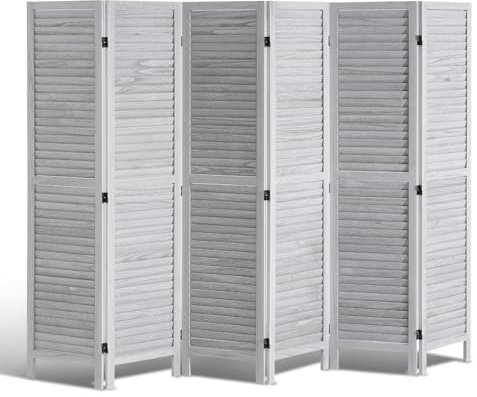 VEVOR Divisorio in Legno per Ambienti a 6 Pannelli, Divisorio in Legno Intagliato con persiane per interni, Alto 1700 mm Divisorio Decorativo Portatile, per Separazione di Ambienti, Camera da Letto