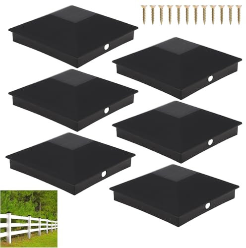 PNXKTXO - Tappi per pali in legno (8,9 x 8,9 cm), 4 x 4 pezzi, in plastica nera, impermeabili, per recinzioni o terrazze, 6 pezzi