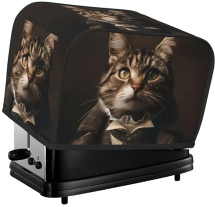 tostador cubierta 2 rebanadas, cubierta victoriana suave para tostador de gato con bolsillos para cocina pequeña cubierta de electrodomésticos y protección de huellas dactilares, lavable a máquina