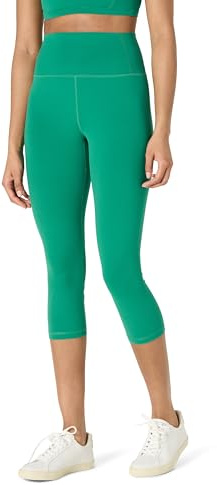 Amazon Essentials Leggings Tecnici per Yoga e Allenamento in FormFlex Morbidissimo, a Vita Alta, Pantaloni Capri, Interno Gamba 48,3cm Donna, Verde Smeraldo, S