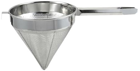 Sharplace China Cap Strainer Stainless Steel Utensil Cone Separator Easy to Clean Reinforced Handle Fine Mesh L Hook for Pot Stability, 26.5cm