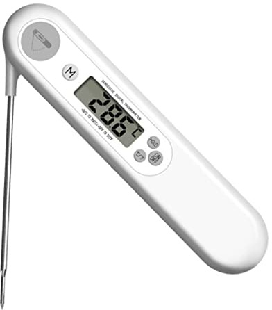 TOBBOMEY Termómetro Digital para Carne Resistente al Agua con Pantalla Retroiluminada Compacto y Portátil para Cocina y Barbacoa Lectura Instantánea para Carne Pollo Pescado