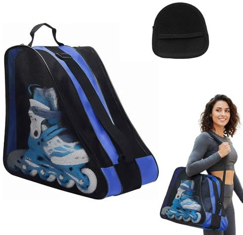 KEGECOL Skischuhtasche, Skischuhtasche Mit Schuhputzen, Kinder Schlittschuhtasche Mit Verstellbar Trageriemen, Inliner Tasche Für Schlittschuhe, Radschuhe, Sportschuhe (Blue)