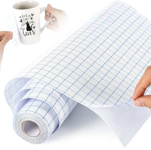 Zippicks Klebefolie Transferfolie Plotter für Plotterfolie Vinyl, Blaues Ausrichtungsgitter für Präzise Platzierung Von Abziehbildern Und Sektgläser Plastik, Becher, Fenster, Aufkleber (30 x 1000 cm)