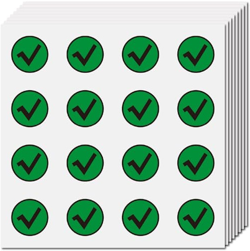 CREATCABIN 128 pz Adesivi A Forma Spunta Verde Adesivi Circolari Vinile Adesivi per Caschi Autoadesivi per Scrapbooking Artigianato Bottiglie d'Acqua Calendario per Insegnanti Diario per Laptop 2.5cm