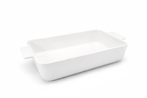 Leonardo Luxury Home Design Teglia da Forno Porcellana Bianca 33 x 21 cm Pirofila Rettangolare Manici Resistente Elegante Perfetta Lasagne Arrosto Verdure Dolci Idea Regalo