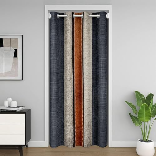 Loussiesd Blue Orange Doorway Curtain Privacy Strip Lines for Boys Girls Door Curtain 150x203cm Geometric Room Decor Abstract Modern Breathable Soft Lightweight Microfiber