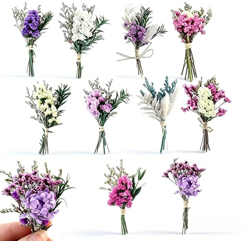Kontazmi 10 ramos de flores secas naturales, mini ramo de flores secas, decoración para manualidades, álbumes de recortes, diario, álbum de fotos, decoración y cajas de regalo