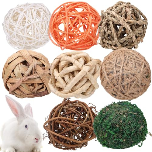 VILLCASE 8 Balones Mejoran para Masticables de Hierba Resistentes para Masticadores y Son para Jugar como y Chinchillas