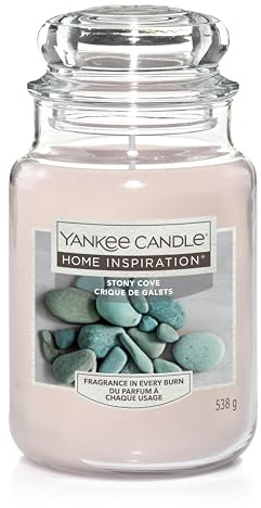 YANKEE CANDLE Stony Cove Bougie parfumée avec Fleur d'orange Douce et musc Blanc Taille L