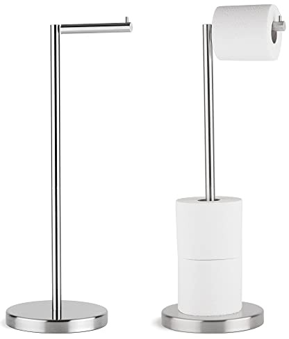 Marmolux Acc - Free Standing Toilet Paper Holder Stand Brushed Steel Finish 1pc - Storage for 4 Rolls of Toilet Tissue SUS 304 Stainless Steel Bathroom - Toilet Holder