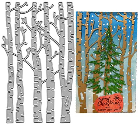 Spring Tree Stump Background Cutting Dies, Winter Tree Branch Background Die Cuts Metal Embossing Stencils Template Mould for Card Scrapbooking and DIY Craft Album Paper Card Decor
