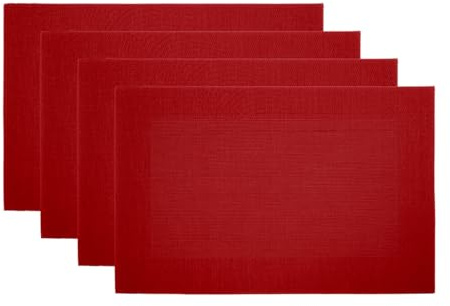 BIANCHERIAWEB Set Tovagliette Americane Cucina Antiscivolo in Tinta Unita Lavabili Set 4 Bordeaux