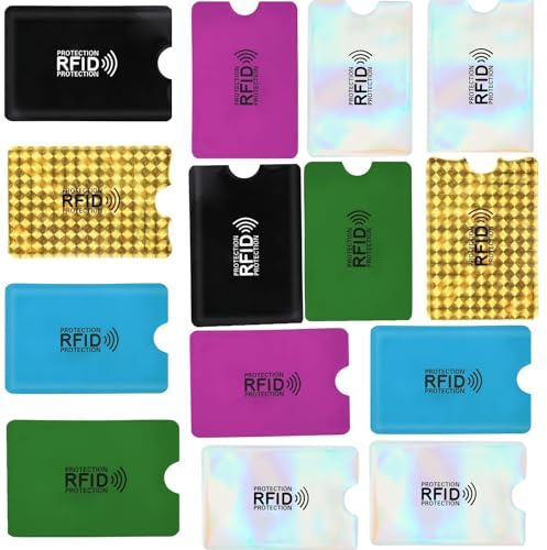 LiJuanWang Porta carte RFID,14 pezzi custodie per carte di credito Multicolore,carte di credito set protezione,Anti Smagnetizzazione Casi di Carta,Custodia di Blocco RFID,9,1 x 6,3 cm