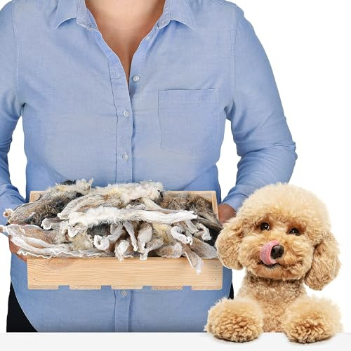 Orecchie di coniglio con pelo per cani 500g (circa 35–45 pezzi) | Snack naturali da masticare | Trattamento ipoallergenico senza cereali | Spuntino crudo essiccato all’aria