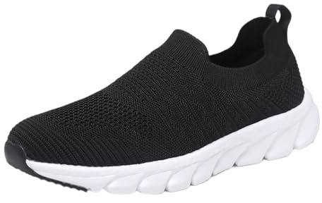 Zapatos deportivos de malla para mujer con espuma viscoelástica sin cordones, suela suave, transpirables, ligeros, de ajuste ancho, absorción de impactos con soporte de arco, zapatos de tenis, para
