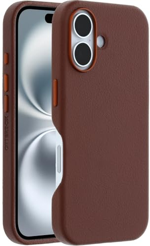 OtterBox Symmetry Series Cactus Leather MagSafe Case for iPhone 16, Shockproof, Drop proof, Protective Thin Case, 3x Tested to Military Standard, Brown