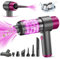 Lambluefly 4-IN-1 Handstaubsauger Akku, Mini Handstaubsauger Kabellos, 15KPA Akku Handstaubsauger Stark, Doppeltes Filtersystem, Druckluftspray Elektrische Staubgebläse mit LED-Licht für Auto & Büro